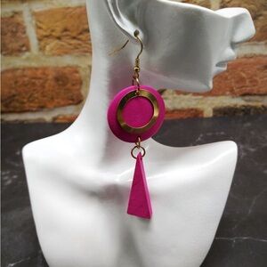 Pink Geometric Dangle Earrings